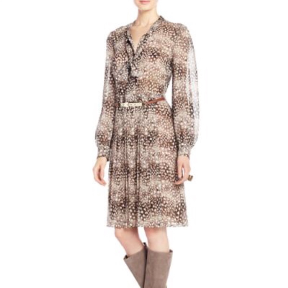 BCBGMAXAZRIA Long SLV Dress with bowtie neck-S0